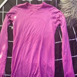 hot pink lululemon swiftly long sleeve top